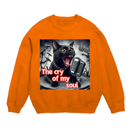 歌を歌う黒猫 Crew Neck Sweatshirt