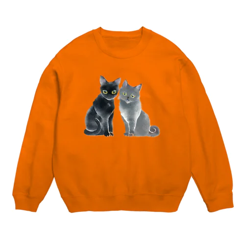 ステンシル 猫 なかよし Crew Neck Sweatshirt