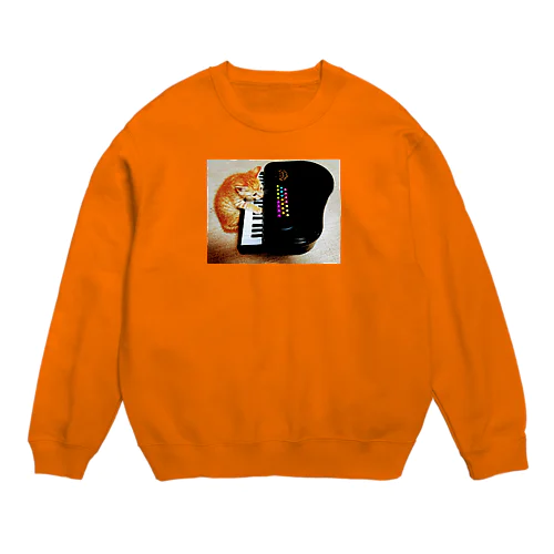 ピアノを弾く子猫 Crew Neck Sweatshirt