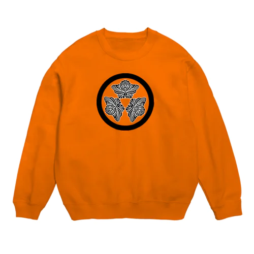 動物家紋。H.T.（三つ蔦スズメ）黒 Crew Neck Sweatshirt