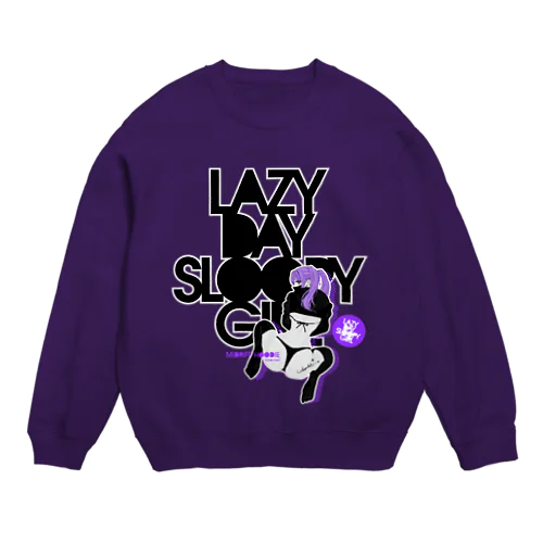 LAZY DAY SLOOPY GIRL 0574 ブラックフーディー女子 エロポップ ロゴ Crew Neck Sweatshirt