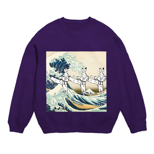 鳥獣戯画うさぎ✖︎空手✖︎浮世絵 Crew Neck Sweatshirt