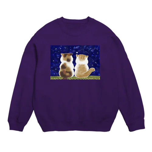 猫と星空 Crew Neck Sweatshirt