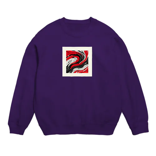 赤黒白ウェーブ Crew Neck Sweatshirt