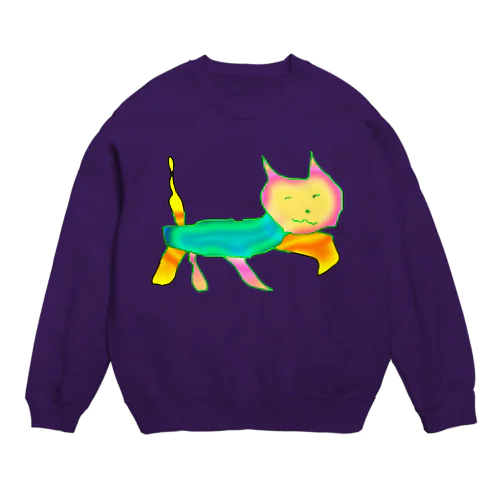 覚醒した 猫マン２ Crew Neck Sweatshirt