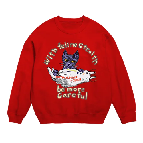 With feline stealth Crew Neck Sweatshirt