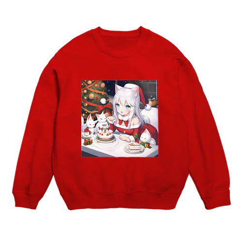 ニャン子たちとクリスマス Crew Neck Sweatshirt