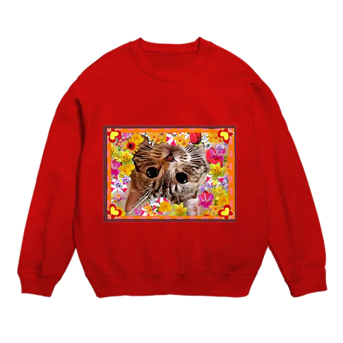 逆さニャンコ（キッシュ） Crew Neck Sweatshirt