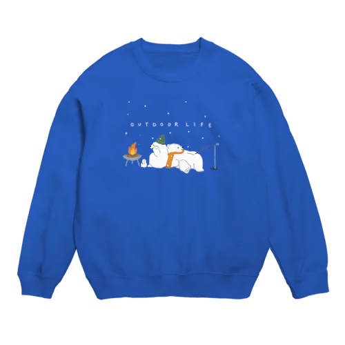 アウトドアライフを満喫する白くま(冬) Crew Neck Sweatshirt