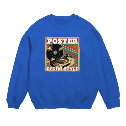 レトロ風ポスター（レコード） Crew Neck Sweatshirt