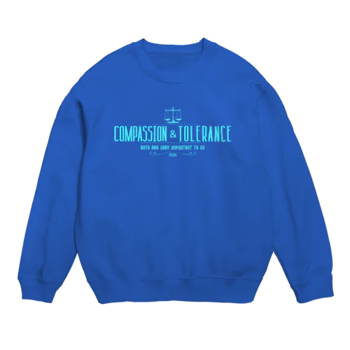 つりあう天秤（共感と寛容）（ブルー） Crew Neck Sweatshirt