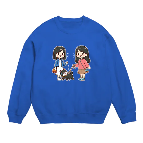 マメシバのつぶやき「ねぇ…散歩しようよ…」（濃色用） Crew Neck Sweatshirt