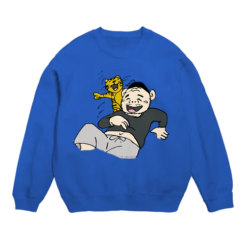 「ねこおじさん、テレビ」色付き Crew Neck Sweatshirt