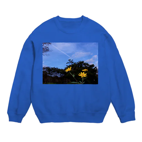 菊芋と樹木と空　DATA_P_140 tree　sky Crew Neck Sweatshirt