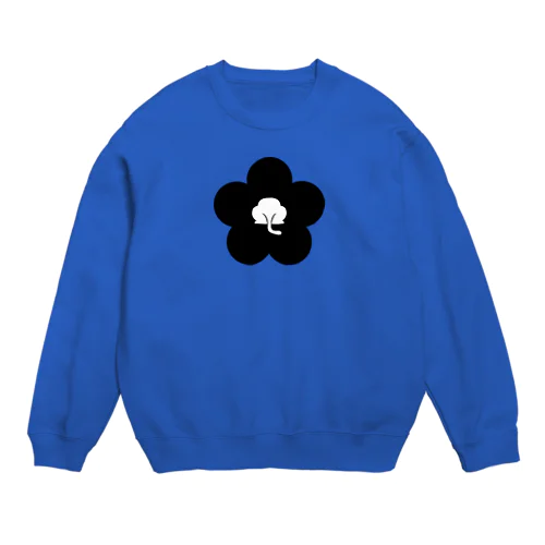 動物家紋。H.T.（裏梅ネコ尻）黒 Crew Neck Sweatshirt