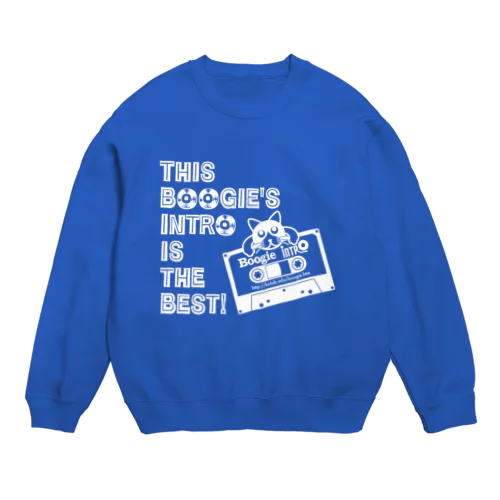 猫とカセット白プリ Crew Neck Sweatshirt