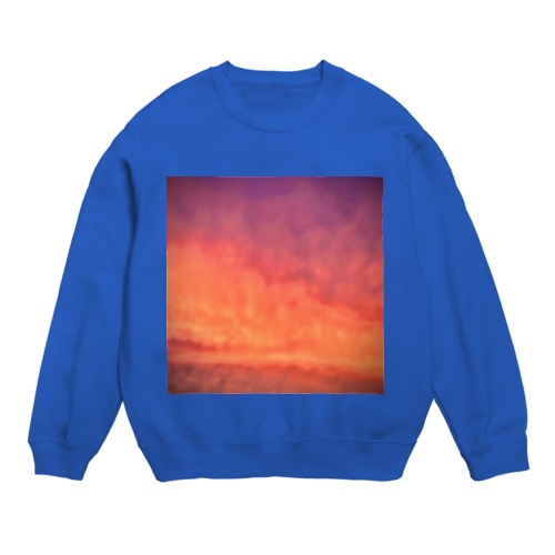夕焼けすぎる雲-正方形 Crew Neck Sweatshirt