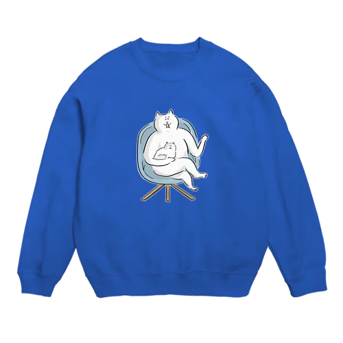 何かを熱弁する猫 Crew Neck Sweatshirt