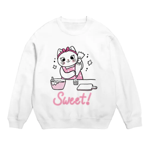 猫　お菓子づくり Crew Neck Sweatshirt