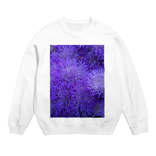 ふわふわ紫色の花 Crew Neck Sweatshirt