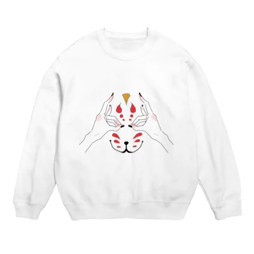 きつねがこんこん Crew Neck Sweatshirt