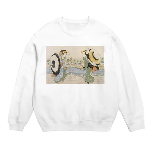 UKIYOE渓斎英泉隅田川畔雪中二美人 Crew Neck Sweatshirt