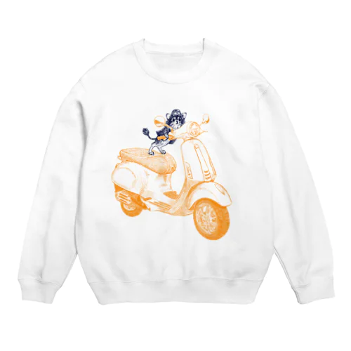 チワワのすっちゃんバイクに乗る Crew Neck Sweatshirt