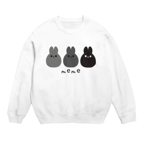 meme3匹（モノトーン） Crew Neck Sweatshirt