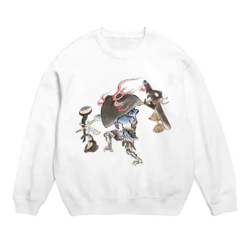 百鬼夜行絵巻 鍋坊主【絵巻物・妖怪・かわいい】 Crew Neck Sweatshirt