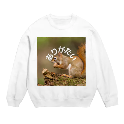 ありがたい-りす-正方形 Crew Neck Sweatshirt