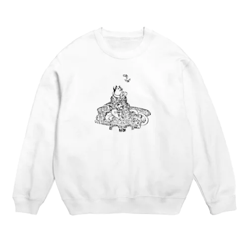 蝶を見上げるおこまちゃん Crew Neck Sweatshirt