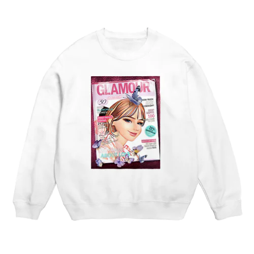 可愛い女の子＊ガール＊蝶 Crew Neck Sweatshirt