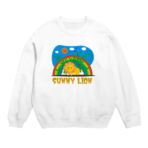 ライオンと虹と青空 Crew Neck Sweatshirt