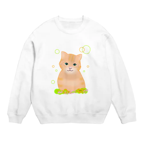 癒し猫　茶トラ Crew Neck Sweatshirt