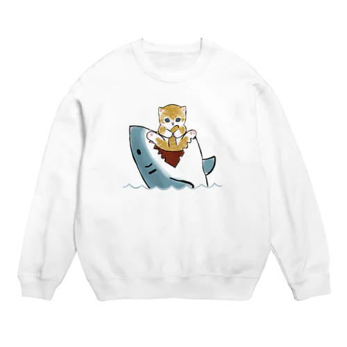 サメにゃん危機一髪 Crew Neck Sweatshirt