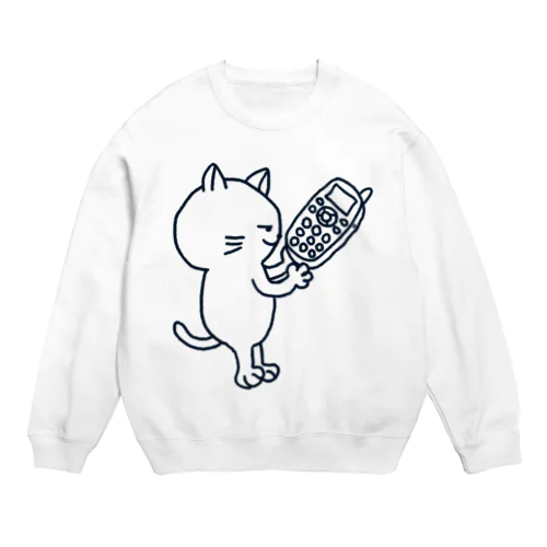 ガラケー猫 Crew Neck Sweatshirt