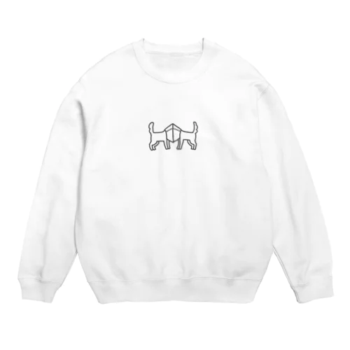 エリザベスカラーをつけた2匹の向かい合う犬(白い犬) Crew Neck Sweatshirt