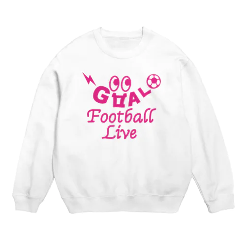 サッカー・GOAL・目玉・ピンク・FOOTBALL・サッカーボール・代表・ゴール坊や・サッカー坊や・キャラクター・サッカー魂・サッカー部・サッカー女子・サッカーファッション・かわいい・かっこいい・楽しい・おもしろ Crew Neck Sweatshirt