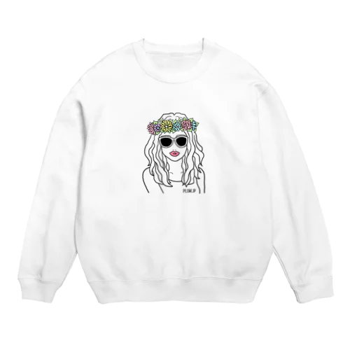 サングラス・ガール(フラワー) Crew Neck Sweatshirt