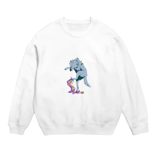 変な動きしちゃったオオカミ Crew Neck Sweatshirt