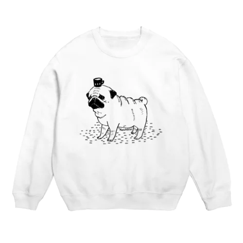 コーヒーは飲めないパグ Crew Neck Sweatshirt