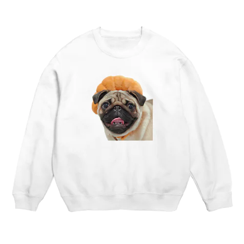 パンをかぶったパグちゃんです Crew Neck Sweatshirt