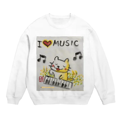 ピアノねこちゃん piano kitty Crew Neck Sweatshirt