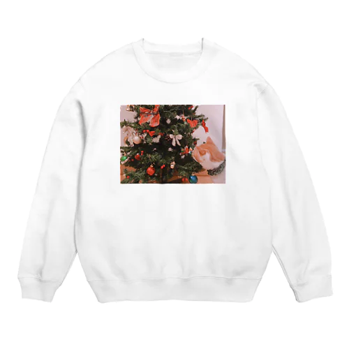 クリスマスツリーとうちの猫 Crew Neck Sweatshirt