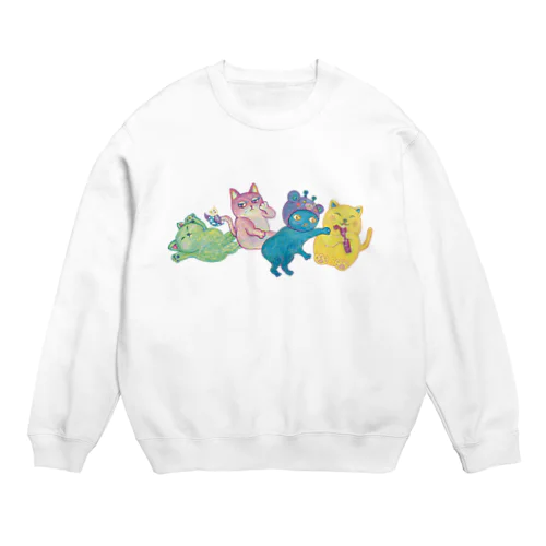 カラフルねこと空インコ  Crew Neck Sweatshirt