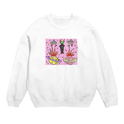 最強宇宙人スウェット Crew Neck Sweatshirt