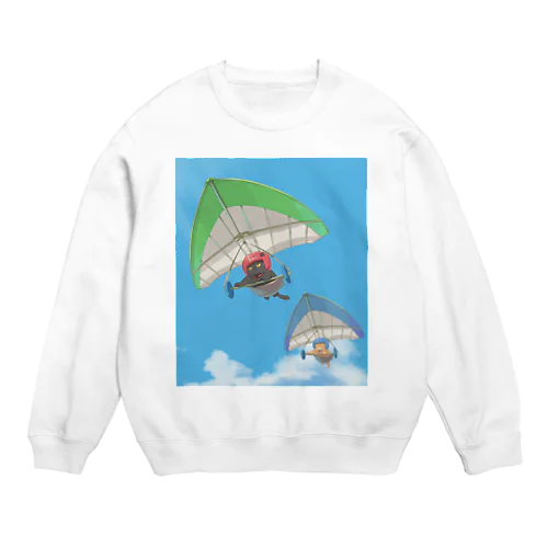 ハンググライダー猫_まめこ&ふーこ Crew Neck Sweatshirt