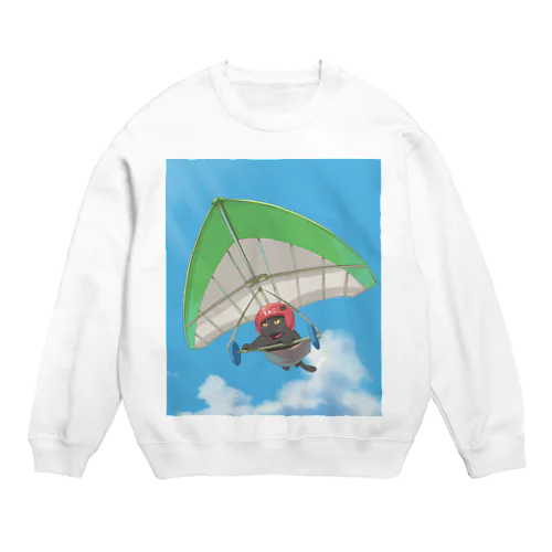 ハンググライダーねこ_まめこ&ふーこ Crew Neck Sweatshirt