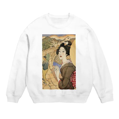 竹久夢二_長崎十二景 眼鏡橋 Crew Neck Sweatshirt