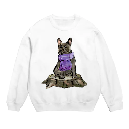 マフラー犬　フレンチブルドッグ　ブリンドル Crew Neck Sweatshirt